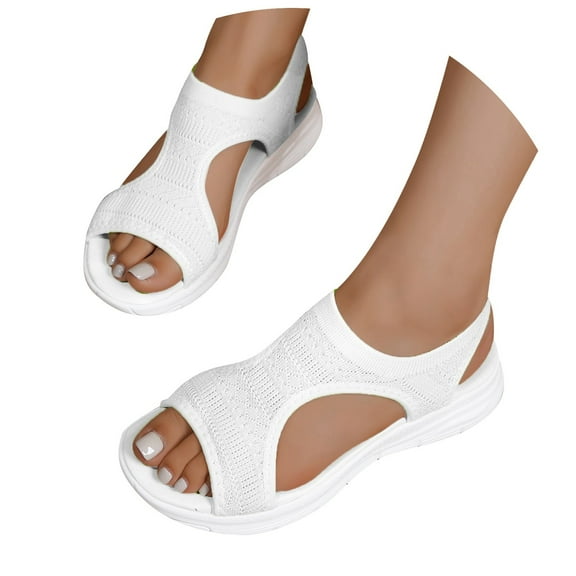 Ladies Slip On Sneakers Comfortable Walking Shoes for Travel & Work Women's Breathable Knit On Wedge Sandals For Outdoor Leisure