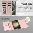 thumbnail image 6 of Phone Case for Samsung Galaxy S25 Ultra Wallet Cover with Crossbody Strap and Wrist Strap, Card Slots Stand PU Leather Flip Magnetic Buckle Zipper Pocket for Galaxy S25 Ultra Case Women Girls,Rosegold, 6 of 6