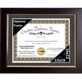 thumbnail image 1 of Creative Picture Frames 12x16 Mahogany Diploma Frame with Gold Rim Including Black Mat Glass and Installed Wall Hangers | Frame Holds 16x20 Media without Mat, 1 of 4