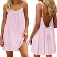 thumbnail image 2 of Backless Dresses for Women Sleeveless Spaghetti Strap Cami Mini Dresses Summer Beach Vacation Flowy Solid Color Sundress, 2 of 7
