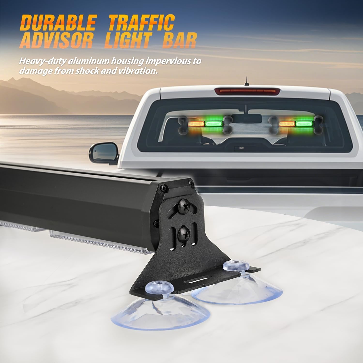 Nilight 40LED Amber Green Emergency Strobe Advisor Light Bar with Suction Cups Dash Safety Warning Hazard Flashing Lights Interior Front/Rear Windshield for Trucks Construction Vehicles