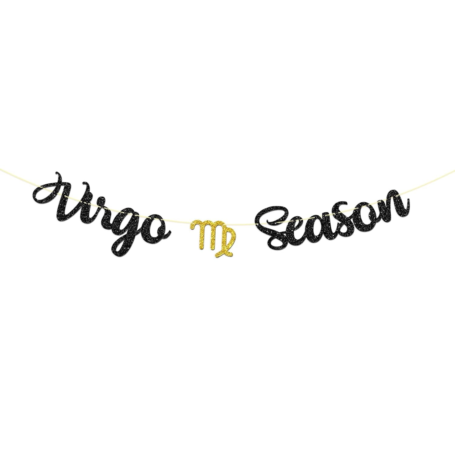 Black Glitter Virgo Season Banner Big Virgo Energy Sign Bunting Decor for Constellations Themed Birthday Party Decoration Zodiac Astrology Birthday Party Garland