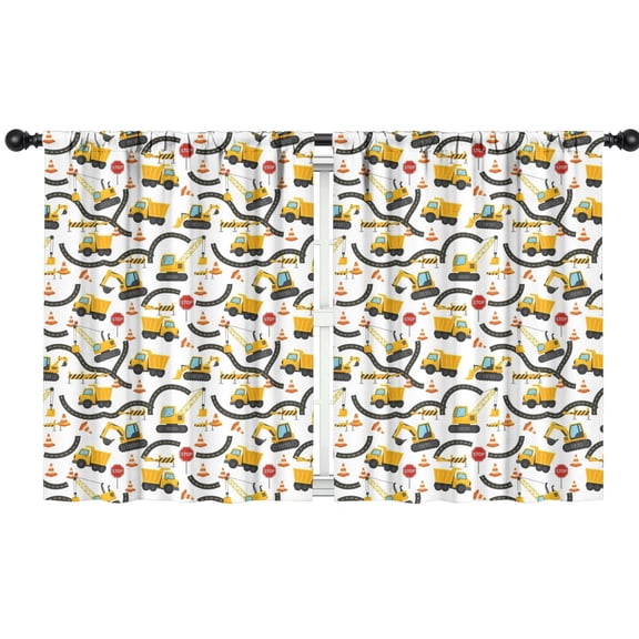 Blackout Kids Curtains,Cartoon Construction Vehicles Roads Childrens Insulated Curtains Set Of 2,Bedroom Essentials,Toddler Room Decor 42"x54"