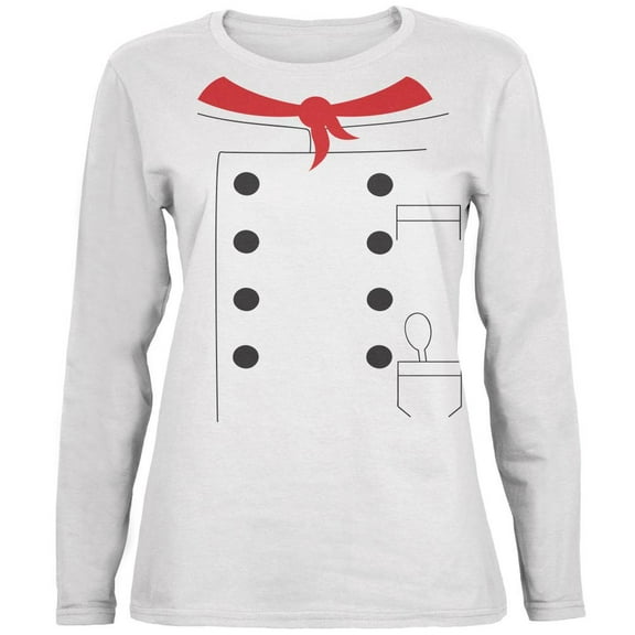 Halloween Chef Costume White Ladies Long Sleeve T-Shirt - X-Large