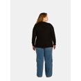 thumbnail image 4 of What's Next Women's Plus Waffle Knit V Neck Sweater, Lightweight, Sizes 1X-4X, 4 of 5