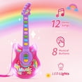 thumbnail image 6 of JoyStone Guitar and Microphone Set for Kids with Music & Colorful Light, Adjustable Height Microphone with Stand, Guitar Toys for Boys and Girls, Pink, 6 of 10