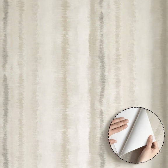 Beige Neutral Vertical Stripe Wallpaper Minimalist Aesthetic Modern Self Adhesive Removable Waterproof Home Decor for Living Room Bedroom Kitchen Cabinet Drawer Dorm Room 17.7 * 118 in