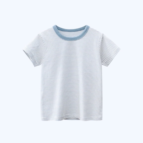 NAISIBABY Kids Boys T-Shirt 10T, Striped Graphic Short Sleeve Crewneck Summer Cotton Casual Tees Blue
