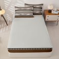 thumbnail image 4 of Homewish Brown Spiral Swirl Zipper Queen Comforter Set with Fitted Sheet and 2 Pillowcases,Geometric Artwork Zipper Bedding Set,Light Gray Reversible,4pcs, 4 of 8