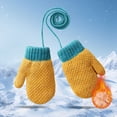 thumbnail image 2 of Zanarzt Toddler Waterproof Gloves Toddler Kids Mittens with String Fleece Lined Winter Warm Knitted Gloves Gloves Cold Weather Baby Gloves Yellow,0-4 Years, 2 of 9