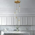 thumbnail image 3 of ZHLWIN 5-Light Modern Light Fixture Kitchen Island Pendant Light Dimmable LED Gold Brass Finish Mini Pendant Lighting Dinning Room Living Room Kitchen Pendant Lights, 3 of 6