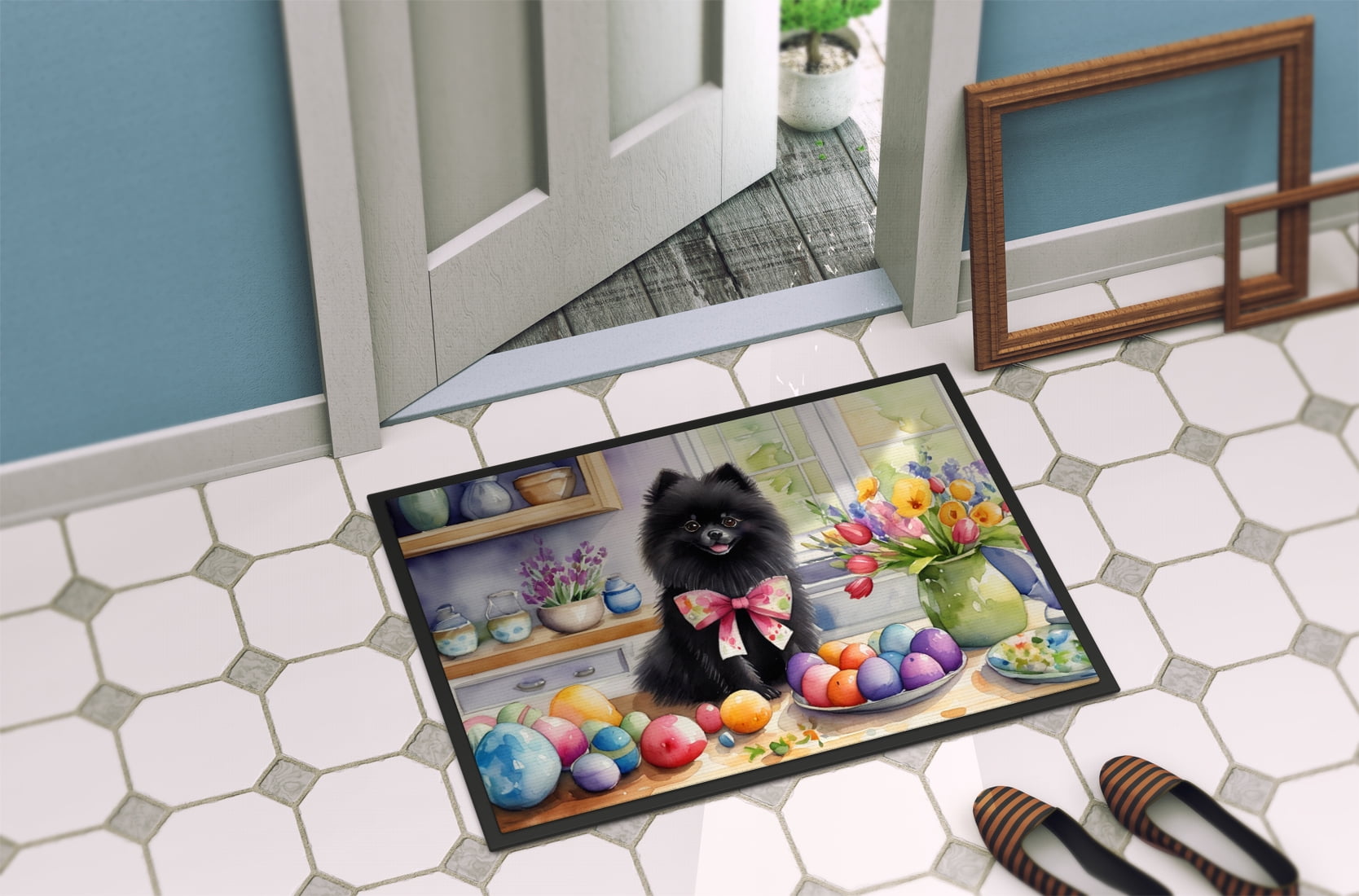 Decorating Easter Pomeranian Doormat 27 in x 18 in