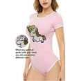 thumbnail image 2 of CutiePlusU Cotton Button Crotch Bodysuit Onesie Pajamas -Sequins Unicorn Pink 2XL, 2 of 5