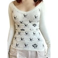 thumbnail image 1 of FAROOT T-shirt à Manches Longues d'Halloween pour Femmes, Imprimé Crâne Col Rond Ajusté, S/M/L, 1 of 9