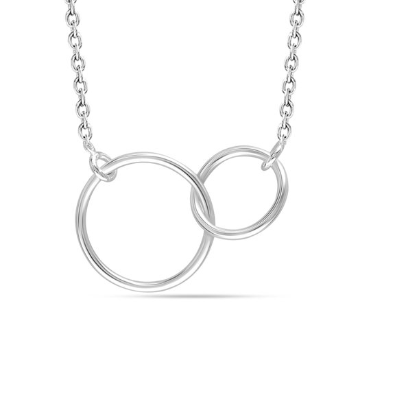 LeCalla 925 Sterling Silver Mother Daughter Necklace, Interlocking Infinity Double Circle Pendant Necklace, Mother's Day Jewelry Gifts 18" Inches