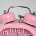 thumbnail image 1 of destyer Alarm Clock Non-Tick Sweeper Bedroom Glass Mirror Timepiece Round Double Bell Metal Desktop Clocks Decoration Table Bells Pink, 1 of 9