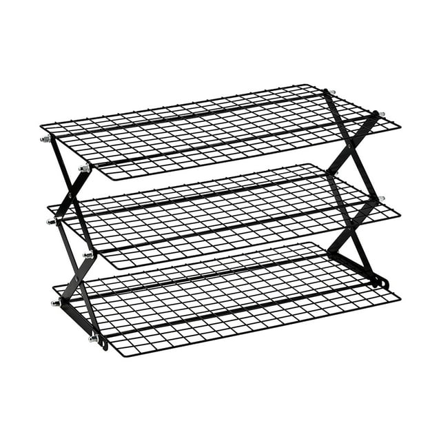 Storage Rack 2/3/4 Tier Rack – Expand To Bake Collapse To Adjustable Stack Multi Tier BAKEWARE Cool Dozens Of Cookies Cakes Pastries 1s Folds Flat Shelf Organizer