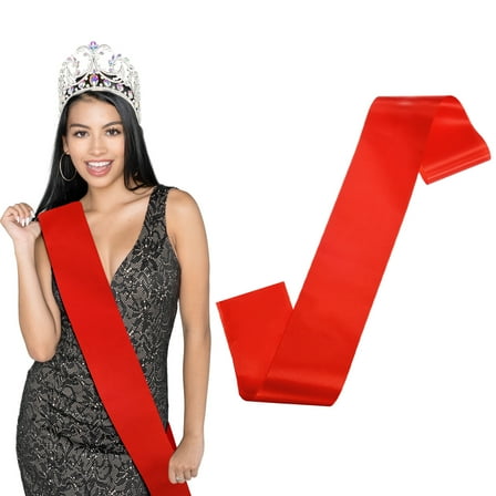 Uxcell 1-Pack Blank Satin Sash, 3.8"/95mm Party Accessory Sashes for Wedding/Birthday/Party Decorations/DIY /Graduation [Red]