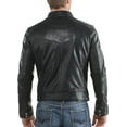 thumbnail image 3 of Mens Sheepskin Real Leather Jacket Zipper Biker Moto Slim Fit Jacket MJF026, 3 of 4
