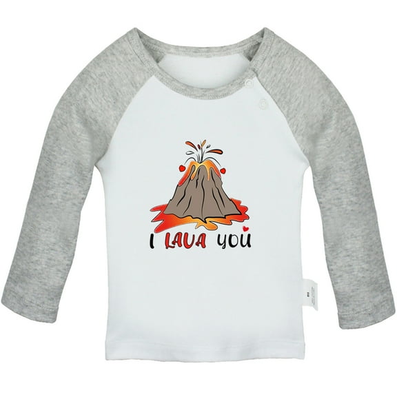 I Lava You Funny T shirt For Baby, Newborn Babies T-shirts, Infant Tops, 0-24M Kids Graphic Tees Clothing (Long Gray Raglan T-shirt, 0-6 Months)