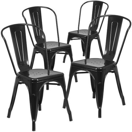 flash furniture metal indoor-outdoor chair, 4 pack, multiple colors