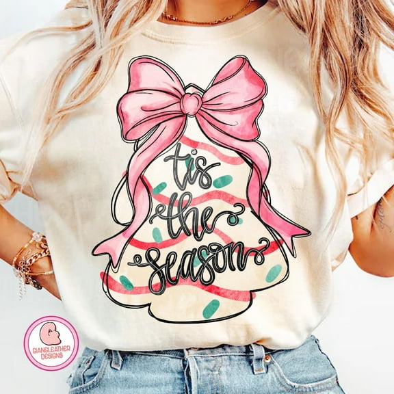 Coquette Christmas Tree Cakes Shirt, Pink Christmas Shirt, Little Debbie Christmas Cakes Shirt, Tis The Season Shirt, Christmas Shirt, Watercolor Shirt