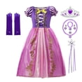 thumbnail image 1 of HAWEE Robe pour Filles à Manches Bouffantes, Costume de Princesse Raiponce, Cosplay de Fête d'Anniversaire, Robe Violette Sofia, avec Accessoires, 1 of 4