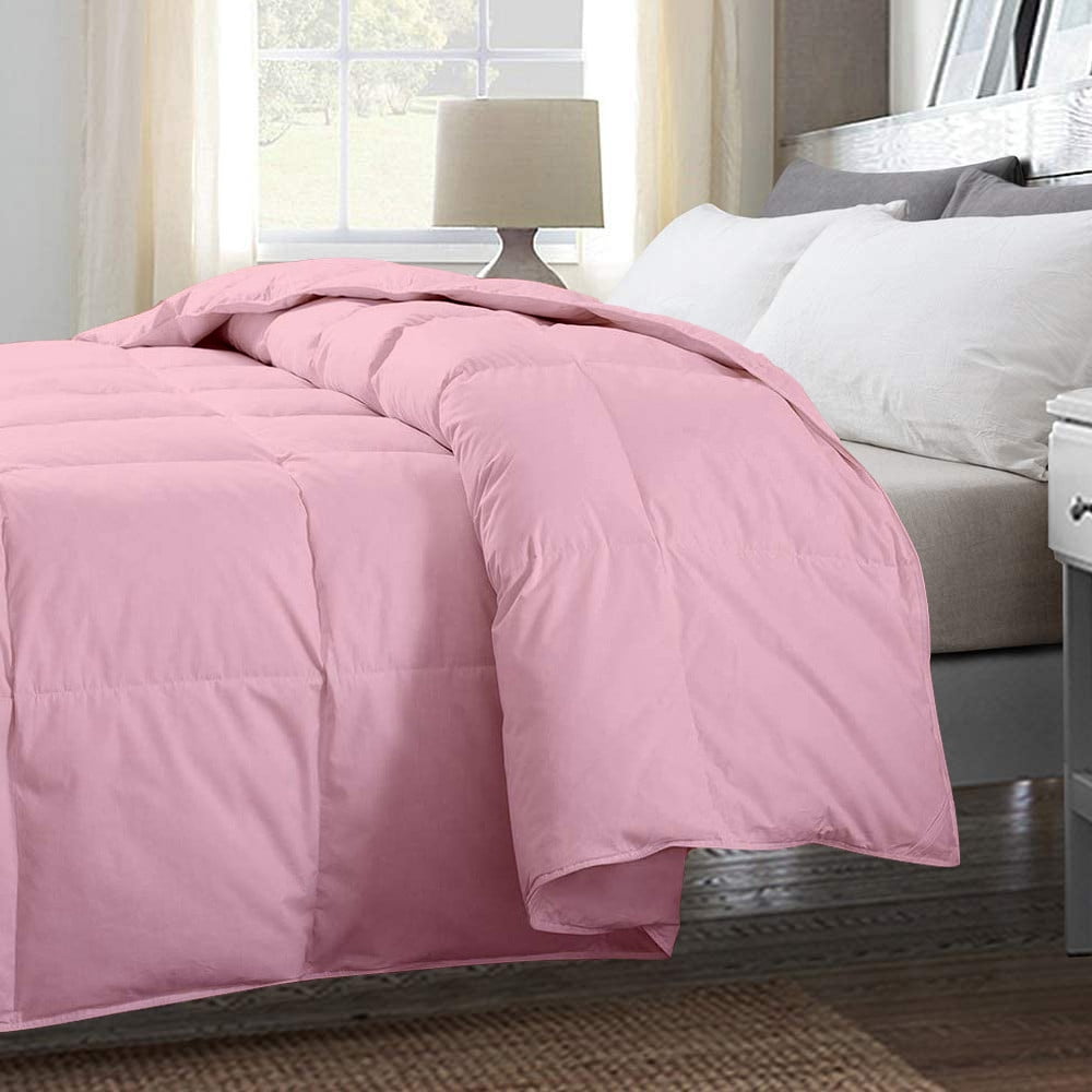 All-Season Super Soft and Luxury Comforter Oversize King Plus 128 by 120 inch Baby Pink Solid| 400 GSM Microfiber | 1 Piece Quilted Box Comforter Set