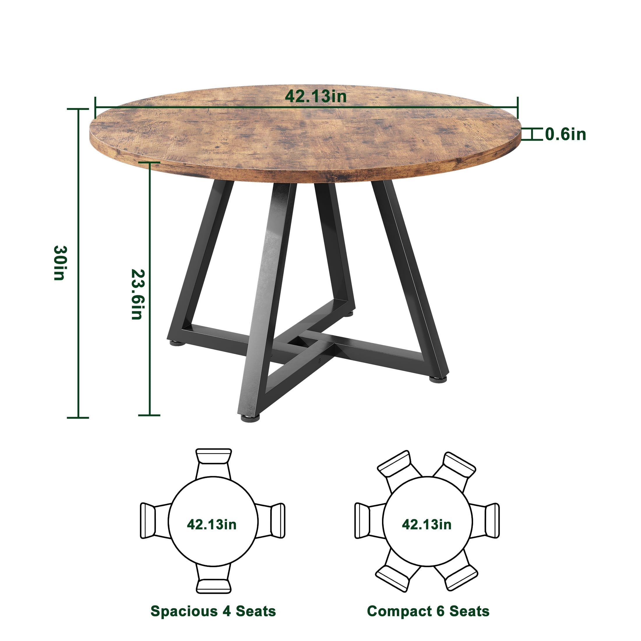 Hijob 42 Inch Rustic Round Dining Table, Circle Dining Table for Dining Room, Home(Only Table)