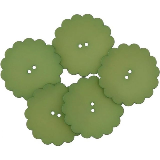 Mibo 5pcs Nylon Resin - Daisy Shape - Festive Holiday Button - 64L(40mm) - 2 Hole - Pine Green