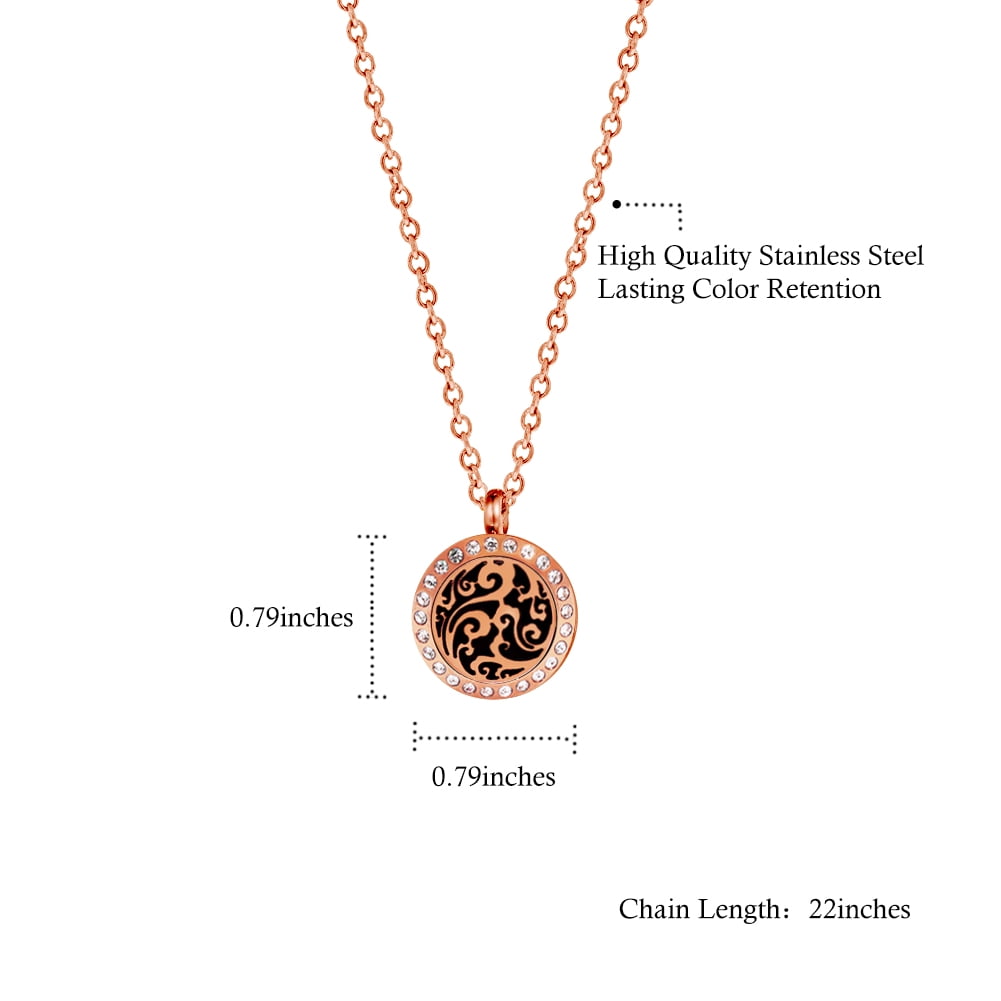 Anavia Aromatherapy Starter Kit Clouds Mother's Day Gift for Mom Girlfriend Wife Diffuser Rhinestone Necklace & Organic Essential Oil Jewelry Gift Set - Rose Gold Necklace & Peppermint Oil