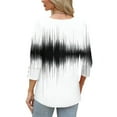 thumbnail image 3 of Dasayo Ladies Tops and Blouses Summer 3/4 Sleeve White Crewneck Buttons Graphic Prints T-Shirt Blouses for Women S, 3 of 7