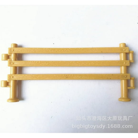 KAKOWELY 100pcs Corral Fencing Panel Accessories Playset Gates Fences Plastic Fence Toy For Barn Paddock Horse Stable Or Farm Animals Horses Figurines Yellow 9cm,3.54X"X1.57"X0.31"