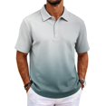 thumbnail image 2 of KLHDSF Men's Polo Shirts Short Sleeve Gradient Color Gym Workout Golf T-Shirt Casual Fashion V Neck Button Down Tops 2026 Light Gray XXL, 2 of 7