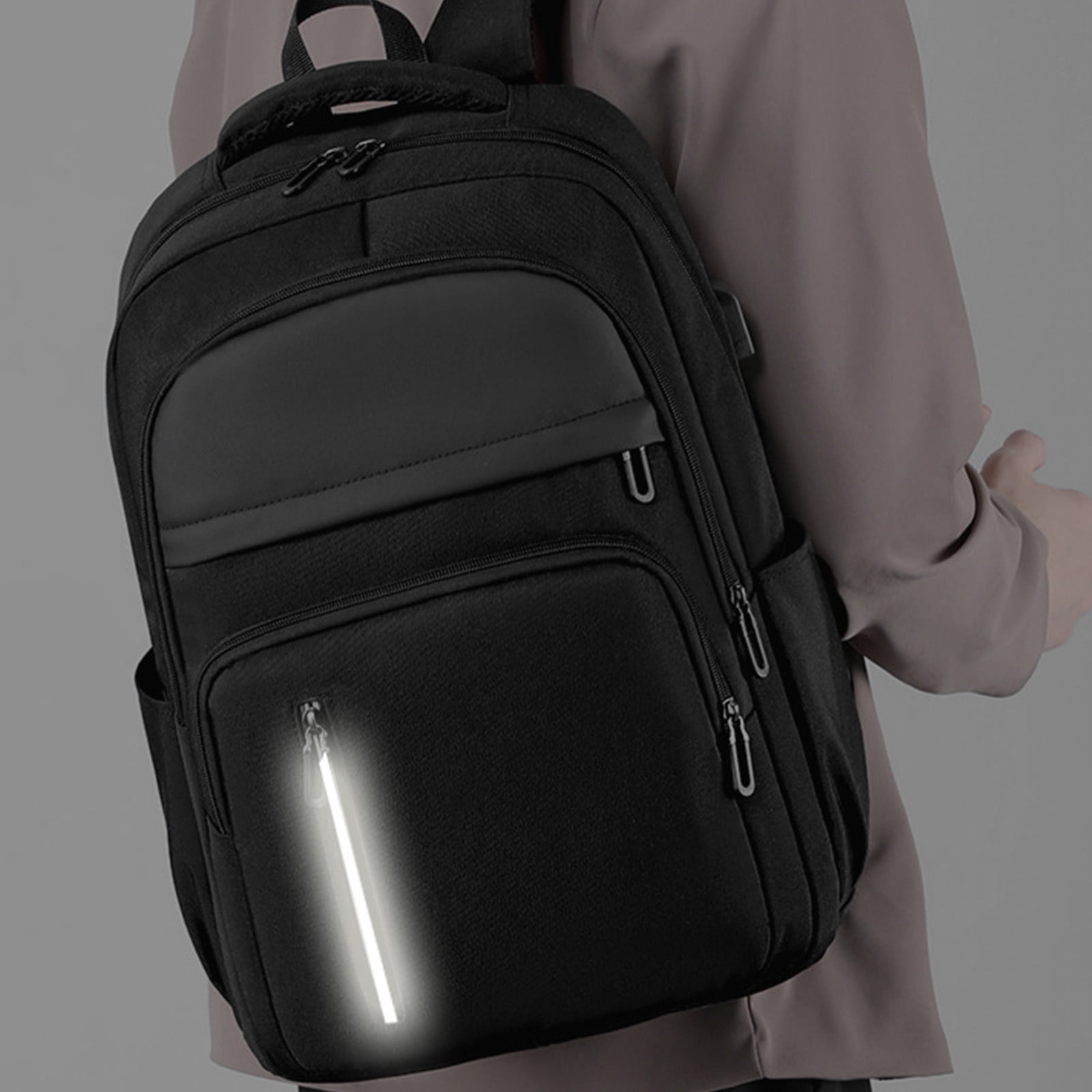WIZUTIZ Laptop Bags for Men Large Laptop Cases 15 Inch Travel College Backpack for Men Womens Computer Work Backpacks Bookbags Backpack with USB Port Large Solid Bags Durable Bag Black