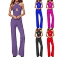 thumbnail image 2 of Vhkiploz Summer Tank Overall For Women V-Neck Sleeveless Jumpsuit Straight Leg Pants Dressy Causal Vacation Outfits Solid Color Romper, 2 of 5