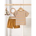 thumbnail image 5 of SunnyTots Toddler Boy Summer Clothes 6 12 18 24 Months 2T 3T Baby Boys Shorts Set Short Sleeve Striped Tops T shirt Solid Color Shorts Soft Cotton Outfits for Streetwear Outwear, 5 of 8