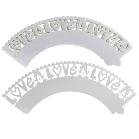 Floral Cupcake Wrapper - Love Paper Cupcake Wrap, 2-Inch, 12-Piece. White