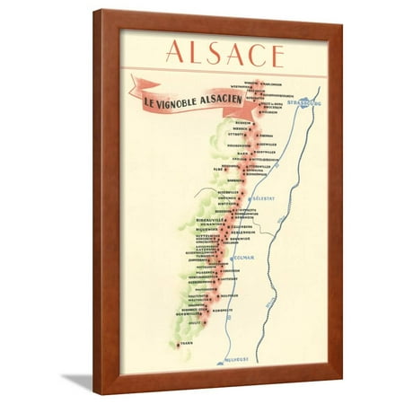 Map of Alsace Region Wine Country Framed Print Wall