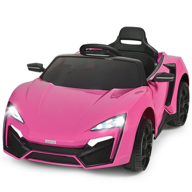 Costway Vehículo eléctrico RC de 12V para niños, vehículo eléctrico de 2,4G con luces y puertas que se pueden abrir MP3, color rosa