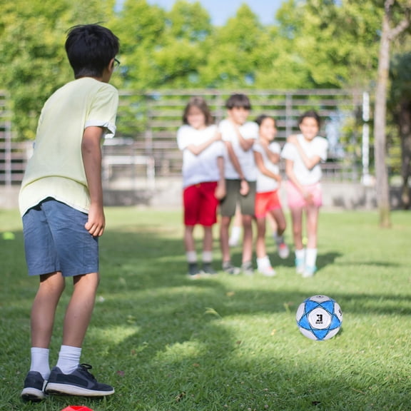 Vosarea Durable PVC Blue Soccer Ball Handstitched for Youth Outdoor Training and Practice Football