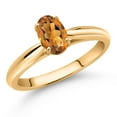 thumbnail image 2 of Gem Stone King 10K Yellow Gold Orange Red Madeira Citrine Solitaire Engagement Ring for Women (0.70 Cttw, Oval 7X5MM, Gemstone Birthstone, Available in Size 5, 6, 7, 8, 9), 2 of 4