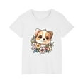 thumbnail image 2 of Sakmal White Clothes For Children Cotton Floral 3-7y Crew Neck Short Sleeve Daily Life Outfits For Girls And Boys, 2 of 5