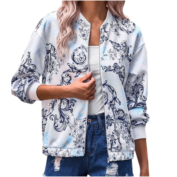 Chaquetas para mujer Abrigos Abrigos Damas Impresión Chaqueta de cuello redondo Abrigo de manga larga Odeerbi ODB-5