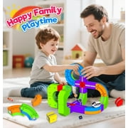 Annexfun Electric Train Set for Kids, 69Pcs Build 3D DIY Track Building Kits with Train and Traffic Signs, STEM Car Toy Set for Kids, 3 4 5 6 7 8 Years Old Boys & Girls Birthday