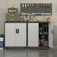 thumbnail image 4 of NICEGDLT Metal Garage Storage Cabinet with Wheels,31.89" H Steel Lockable Cabinet with 2 Doors and 1 Adjustable Shelf, Small Rolling Cabinets for Home Office, Garage, BlackGray, 4 of 10