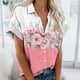 thumbnail image 2 of Mujeres Pantalones Cortos Impresos Manga Corta con Cuello en V Blusa Superior, Casual Y Elegante Corto para las Mujeres Verano Casual, 2 of 5