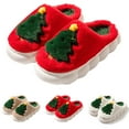 thumbnail image 4 of Xfvqtps Large Size Womens Christmas Fuzzy Slippers Fluffy Slippers Christmas Tree Print Memory Foam Thick Bottom Non Slip Indoor Outdoor House Warm Winter Cozy Slippers Red, 4 of 5