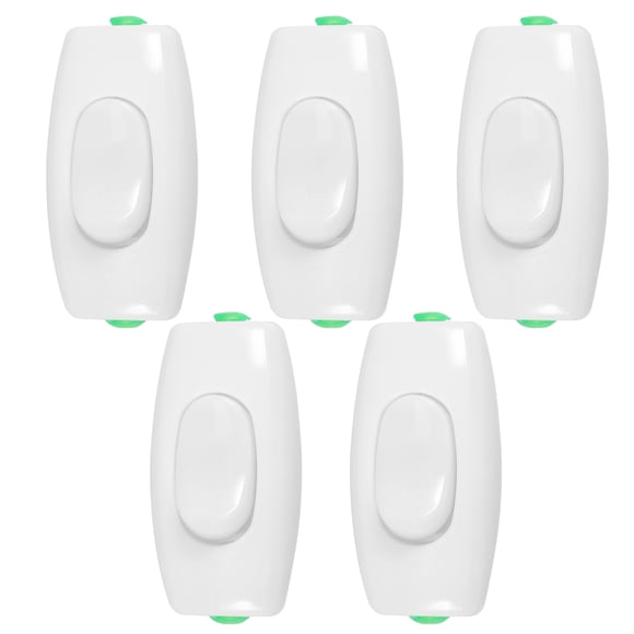 BESTYASH 5Pcs Practical Light Switch White Inline Lamp Switch Compact Size for Home Lighting