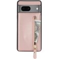 thumbnail image 6 of for Google Pixel 7 Case with Card Holder for Women, for Google Pixel 7 Phone Case Wallet with Credit Card with Ring Kickstand Zipper Shockproof Slim Stand Case - Rose Gold, 6 of 13